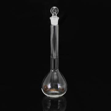 50mL Clear Glass Volumetric Flask w/ Glass Stopper Lab Chemistry Glassware