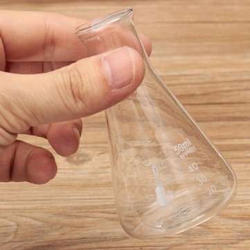 50ml Graduated Narrow Mouth Glass Erlenmeyer Flask Conical Flask 29/40 Ground Joints