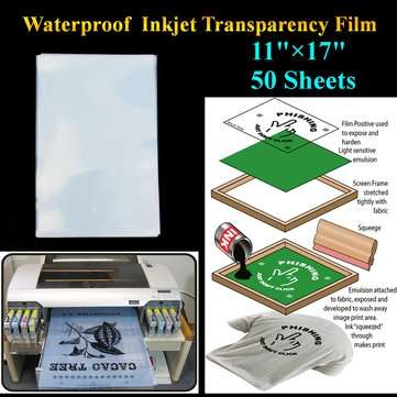50Pcs 28x43cm WaterProof Inkjet Transparency PET Film for Screen Printing