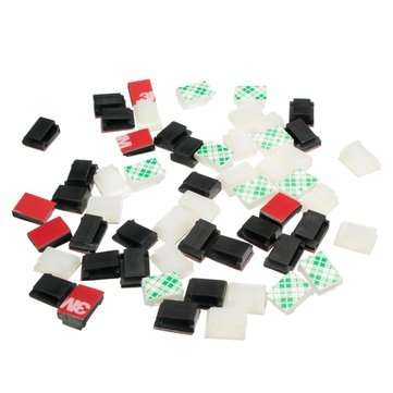 50pcs Auto Wire Data Cable Tie Cable Tie Clips Fixed Wires Mount Adhesive (COLOR.: BLACK)