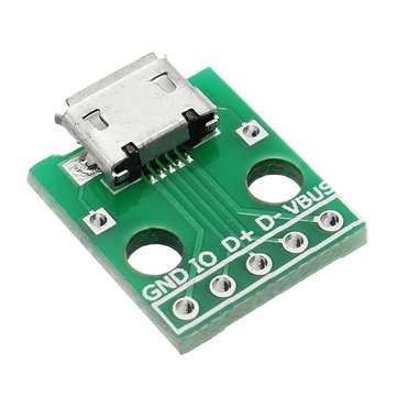 50pcs Micro USB To Dip Female Socket B Type Microphone 5P Patch To Dip 2.54mm Pin With Soldering Ada