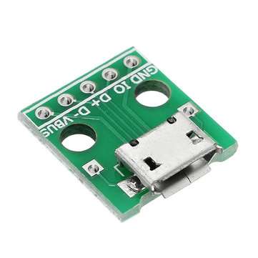 50pcs Micro USB To Dip Female Socket B Type Microphone 5P Patch To Dip 2.54mm Pin With Soldering Ada