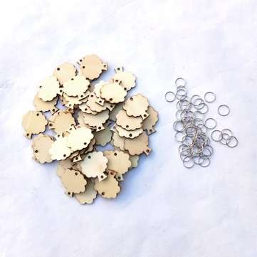 50Pcs Tree Shape Laser Engraving Wood Sheet With 50 Iron Loops Set For Birthday Reminder DIY Hanging