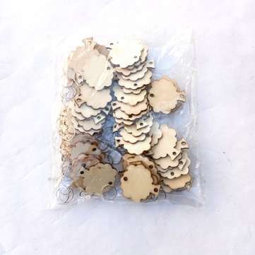 50Pcs Tree Shape Laser Engraving Wood Sheet With 50 Iron Loops Set For Birthday Reminder DIY Hanging