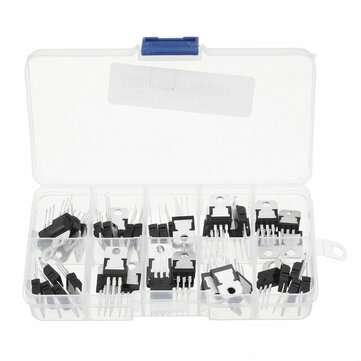 50pcs Transistor TO-220 Power Transistor Assortment Kit Three Pin Transistors Voltage Regulator Tran