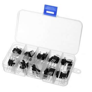 50pcs Transistor TO-220 Power Transistor Assortment Kit Three Pin Transistors Voltage Regulator Tran