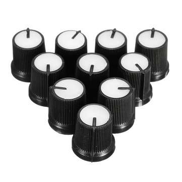 50Pcs White Plastic For Rotary Taper Potentiometer Hole 6mm Knob