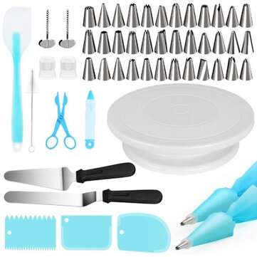 52Pcs/set Tool Cake Decorations Set Gift Kit Baking Supplies Turntable Spatula Stand Diy Equipment f