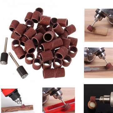 52pcs 80 120 Grit Sanding Drum Sleeves Sander with 2 Mandrels for Dremel Rotary Tool (SIZE: 80#)