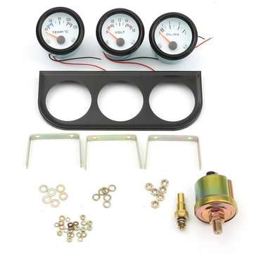 52mm Black Bezel Voltmeter Water Thermometer Oil Pressure Gauge