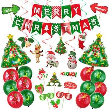 53Pcs Christmas Decorations Set Santa Claus Snowman Bells Tree Decorations Photo Props Christmas Par