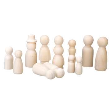 55 pcs DIY Children Creative Painted Puppet Doll Box Mixed Smooth Hardwood Craft Activity Home Uniqu