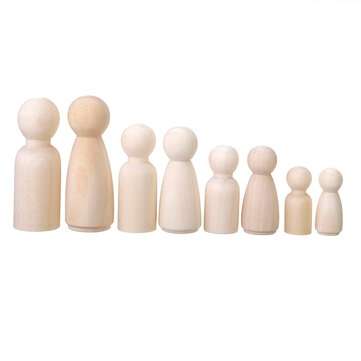 55 pcs DIY Children Creative Painted Puppet Doll Box Mixed Smooth Hardwood Craft Activity Home Uniqu