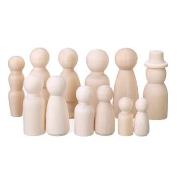 55 pcs DIY Children Creative Painted Puppet Doll Box Mixed Smooth Hardwood Craft Activity Home Uniqu