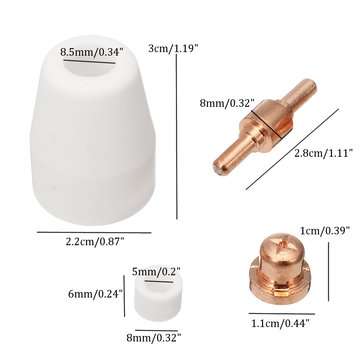 58Pcs Plasma Cutter Consumables Air Plasma Cutter Welding Torch Electrode Nozzle Shield Cup Consumab