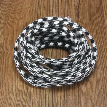 5M 2 Cord Color Vintage Twist Braided Fabric Light Cable Electri... (COLOR.: BLACK&WHITEHOUNDSTOOTH)