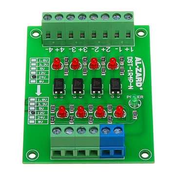 5pcs 24V To 12V 4 Channel Optocoupler Isolation Board Isolated Module PLC Signal Level Voltage Conve