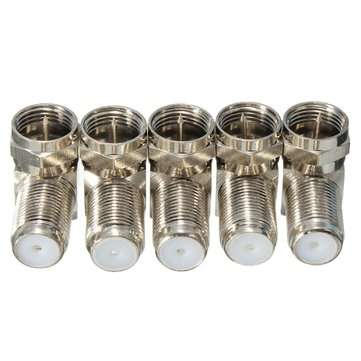 5PCs 90 Degree F Male To F Female Connector Adapter Coaxial Cable RG6 RG59