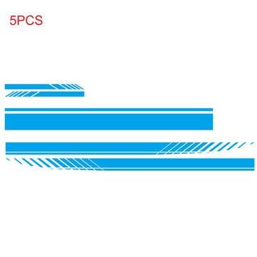 5pcs Car Side Body Stickers Stripe Vinyl Hood Decals Rear View Mirror Vinyl  Decora... (COLOR: BLUE)