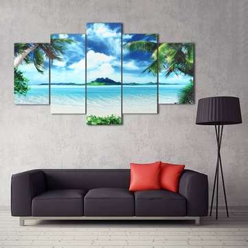 5PCS Canvas Paintings Seascape Beach Printing Modern Home Wall Decor Art