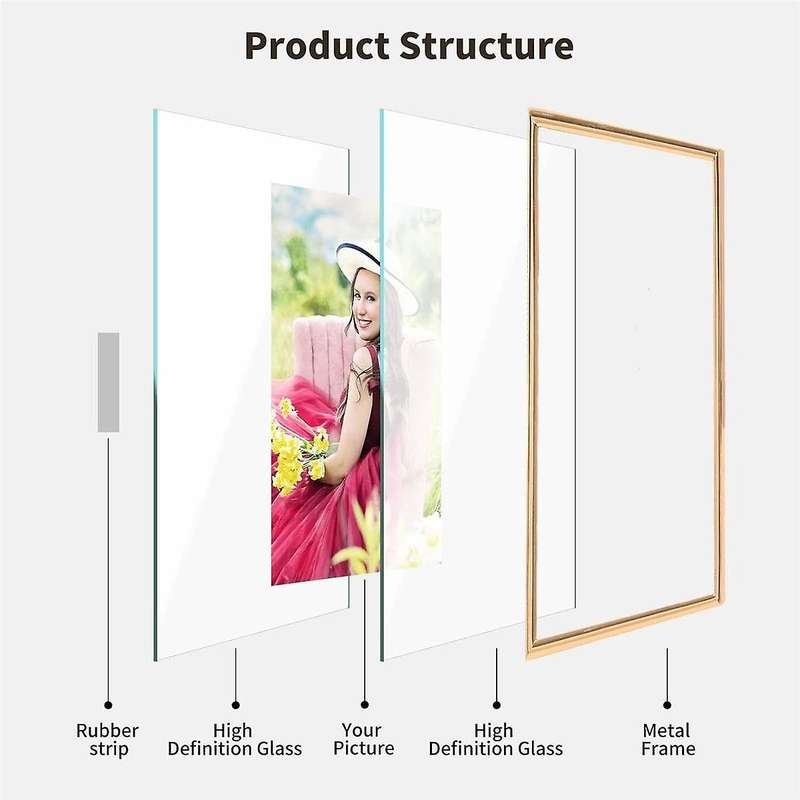 4x6 Picture Frame Set Of 2, for Multiple Photo Sizes (4x6, 3x5, 2x3), Metal Glass Floating Picture F