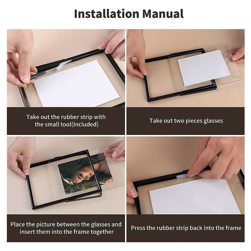 4x6 Picture Frame Set Of 2, for Multiple Photo Sizes (4x6, 3x5, 2x3), Metal Glass Floating Picture F