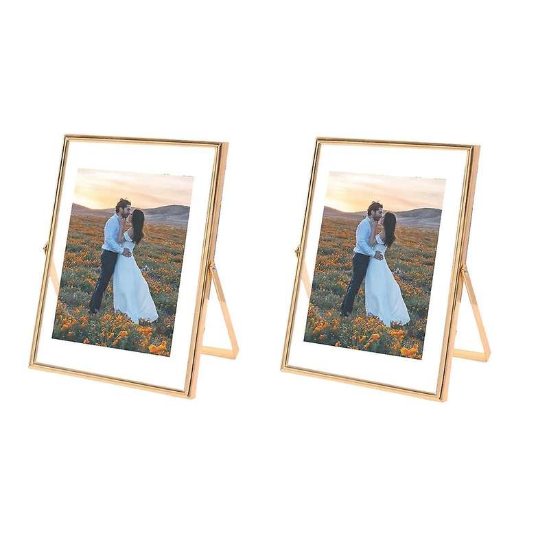 4x6 Picture Frame Set Of 2, for Multiple Photo Sizes (4x6, 3x5, 2x3), Metal Glass Floating Picture F