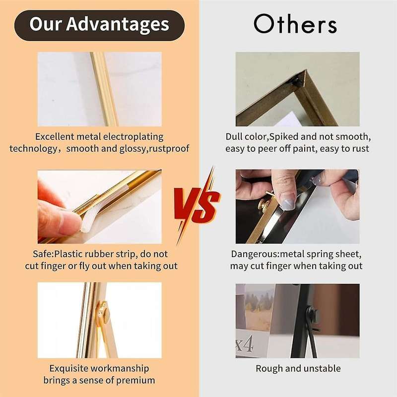4x6 Picture Frame Set Of 2, for Multiple Photo Sizes (4x6, 3x5, 2x3), Metal Glass Floating Picture F