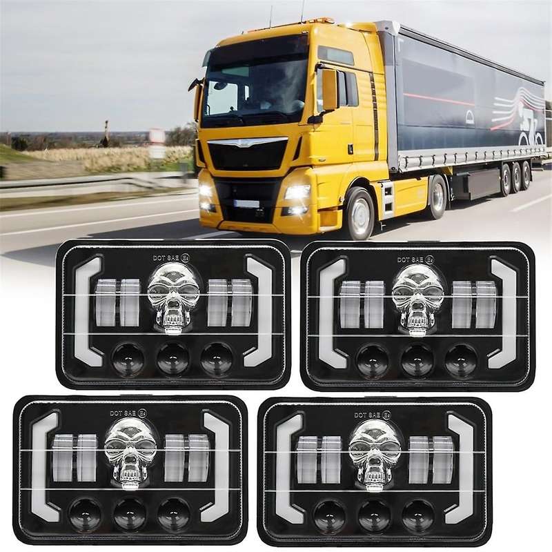 4x6 Skull Rgb Led Headlights Turn Signal Light, Replacement H4651 H4652 H4656 H4666 for Peterbilt