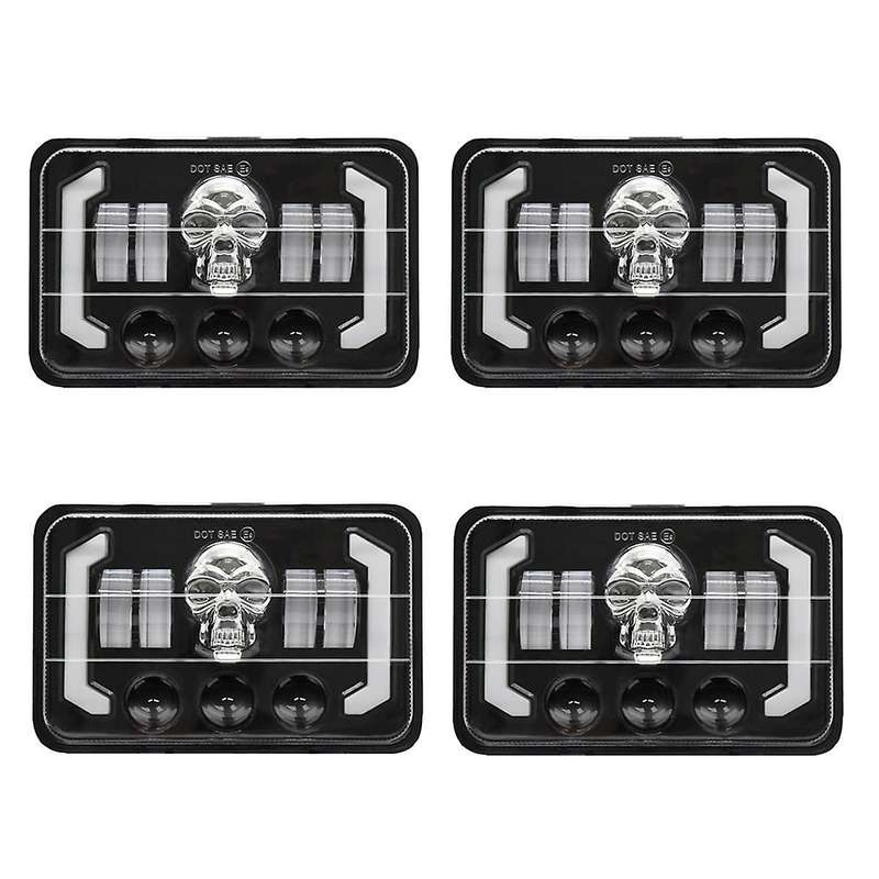 4x6 Skull Rgb Led Headlights Turn Signal Light, Replacement H4651 H4652 H4656 H4666 for Peterbilt