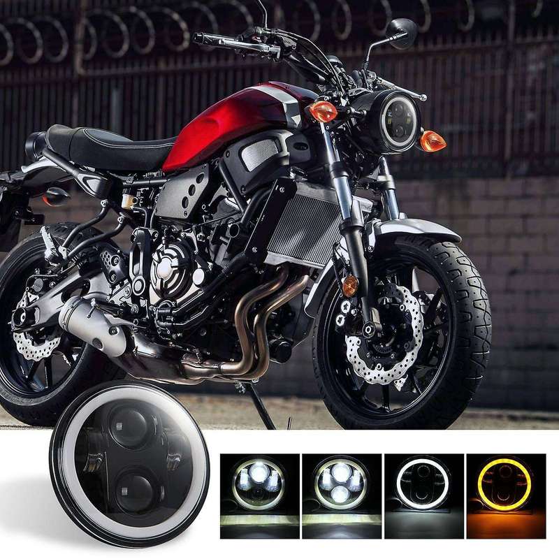 5 3/4 5.75 Inch Round Motorcycle LED Headlight Angel Eye, LED Projector Headlight for XL883 XL1200C