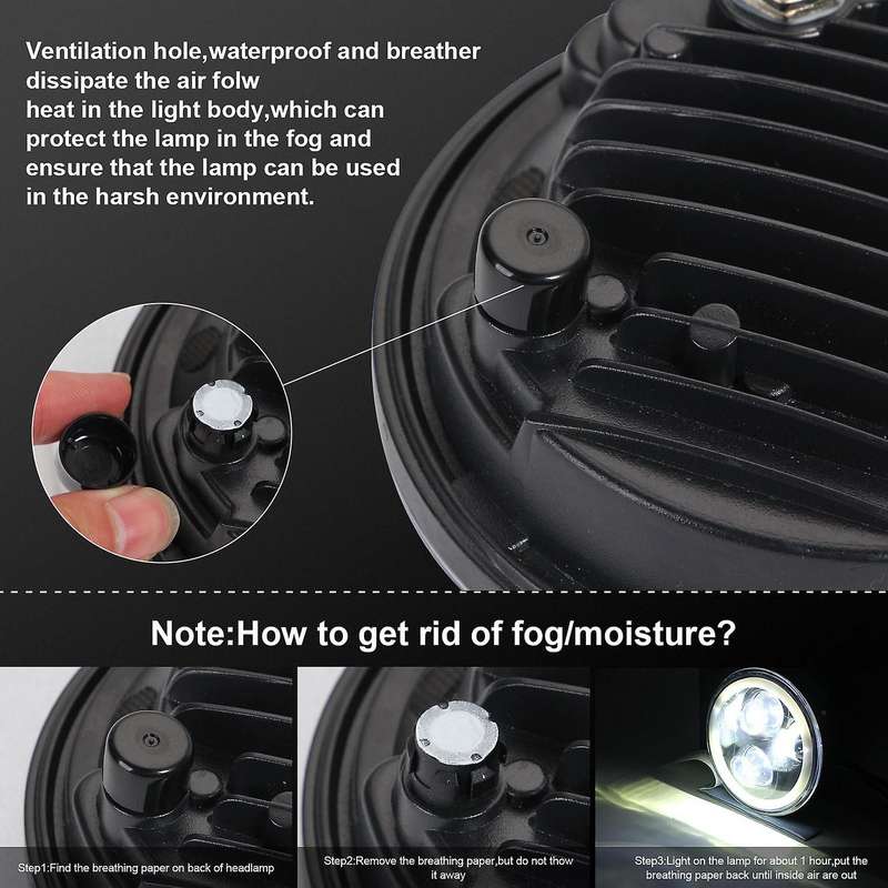 5 3/4 5.75 Inch Round Motorcycle LED Headlight Angel Eye, LED Projector Headlight for XL883 XL1200C