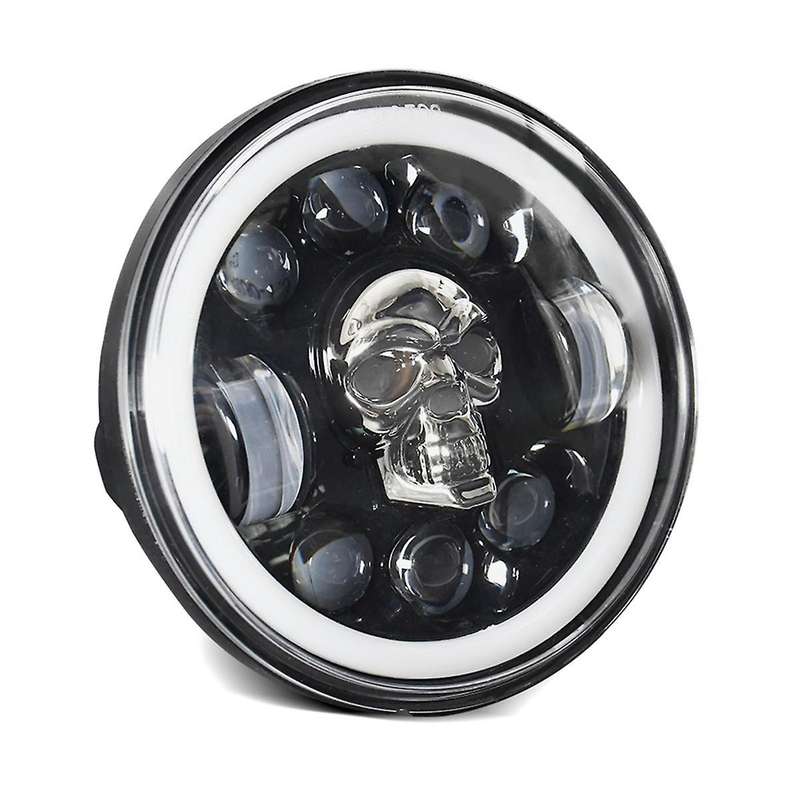 5 3/4 5.75 Inch Round Skull Led Headlight, Motorcycle Rgb Light for Iron 883 Street Rod Street