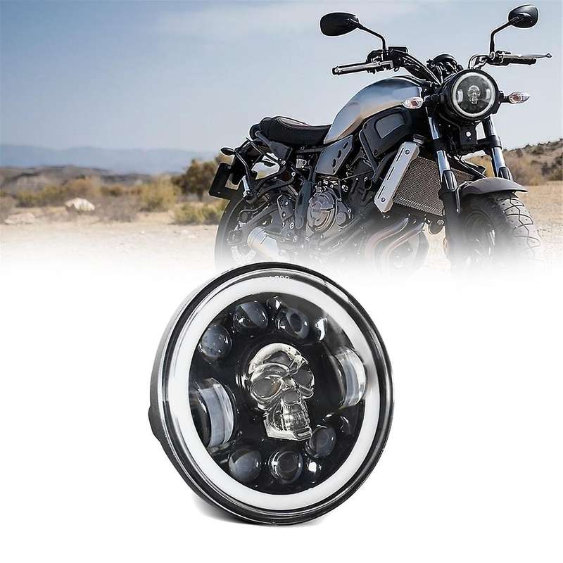 5 3/4 5.75 Inch Round Skull Led Headlight, Motorcycle Rgb Light for Iron 883 Street Rod Street
