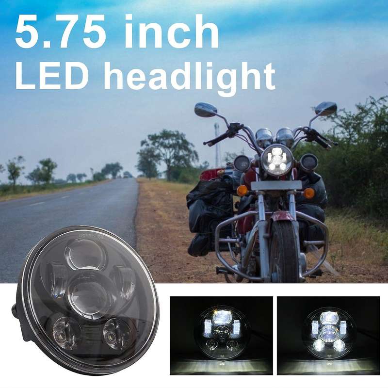 5 3/4 5.75 Inch Round Motorcycle LED Headlight, LED Projector Headlight for XL883 XL1200 Accessories