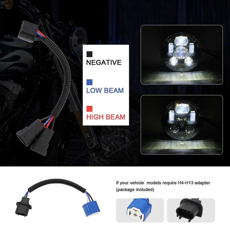5 3/4 5.75 Inch Round Motorcycle LED Headlight, LED Projector Headlight for XL883 XL1200 Accessories