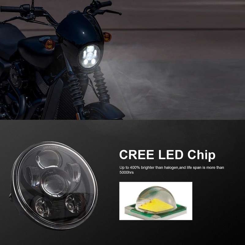 5 3/4 5.75 Inch Round Motorcycle LED Headlight, LED Projector Headlight for XL883 XL1200 Accessories