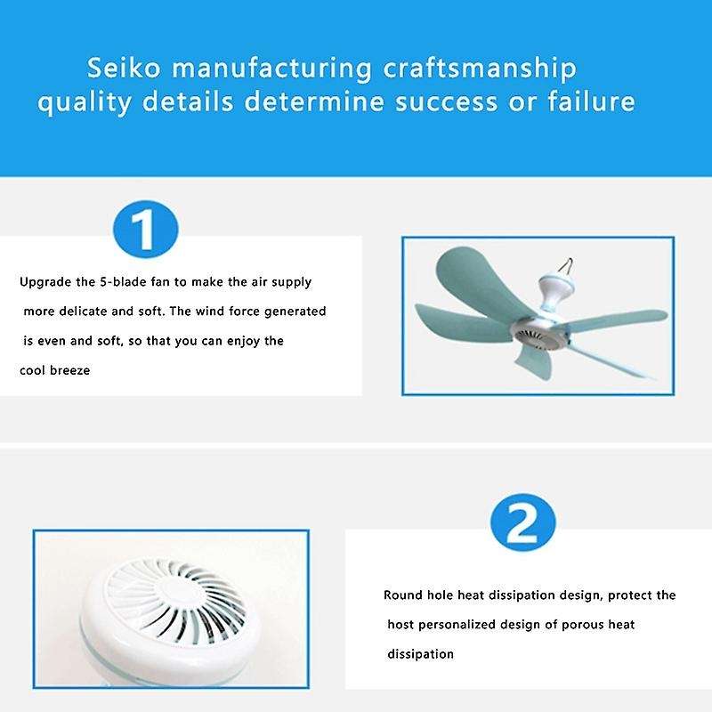 5 Ceiling Fans Mini Silent 400mm Energy-saving High-volume Electric Fan Dormitory with Switch Us Pl