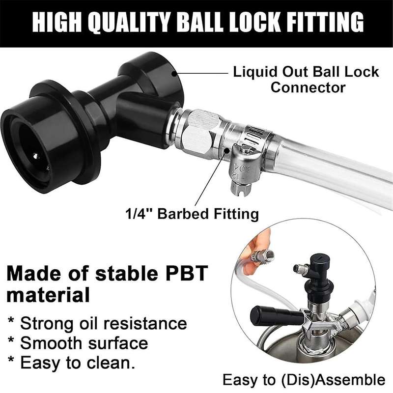 5 FT Ball Lock Beer Line Assembly Kit,Tubing Ball Lock Quick Disconnect for Cornelius Beer Dispenser