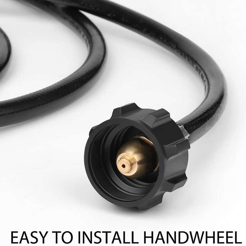 5 Feet Propane Tank Extension Hose with 0-30PSI Gauge, Brass (External Thread)/(Internal Thread) Fit