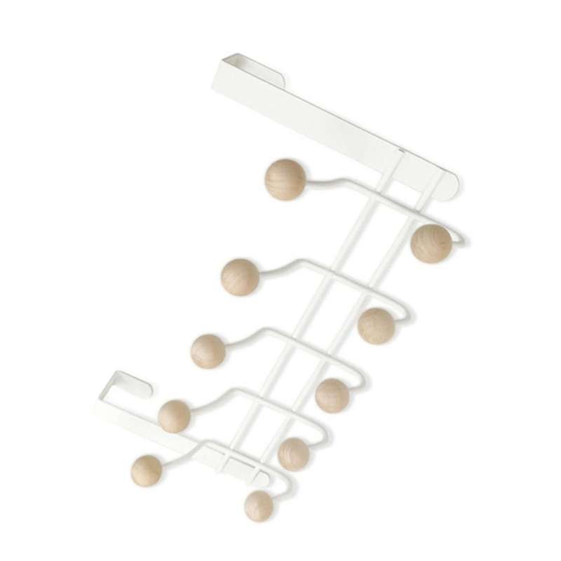 5 Hooks Over Door Hanger with Wooden Balls, Multi Functional Modern Design for Home Entrance, Wardro