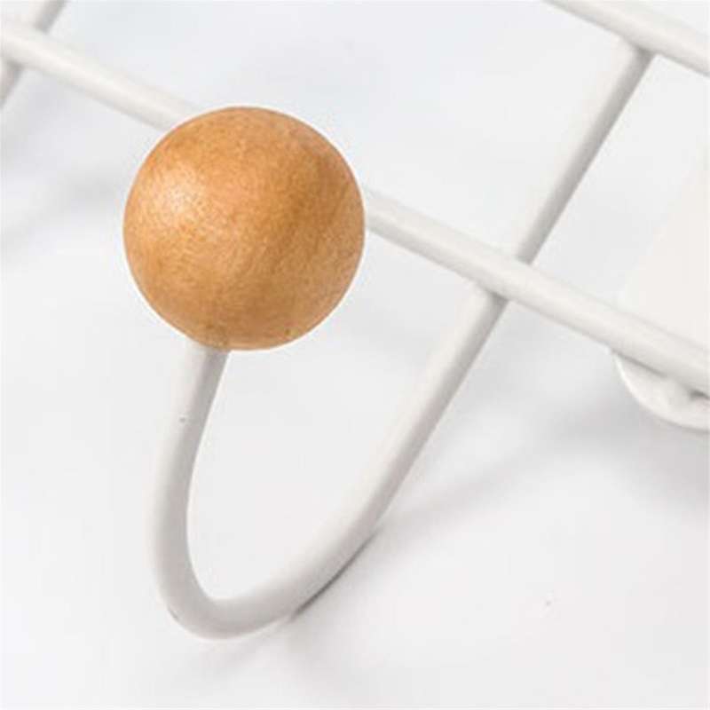 5 Hooks Over Door Hanger with Wooden Balls, Multi Functional Modern Design for Home Entrance, Wardro