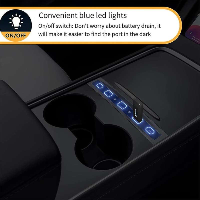 5 in 1 Docking Station 36W Quick Charger USB Shunt Hub Car Adapter Powered Splitter with LED Light f