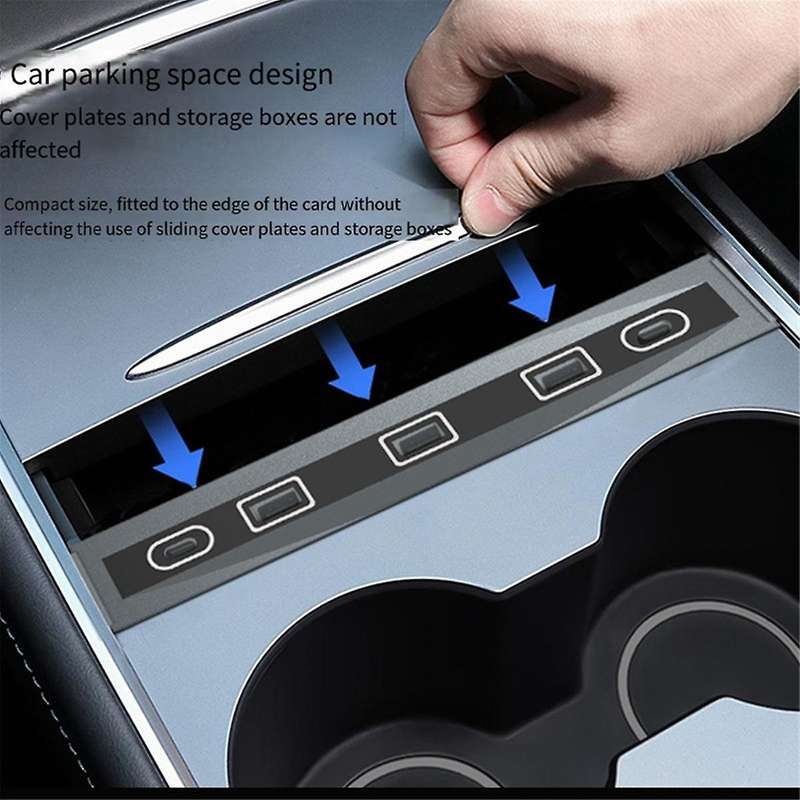 5 in 1 Docking Station 36W Quick Charger USB Shunt Hub Car Adapter Powered Splitter with LED Light f