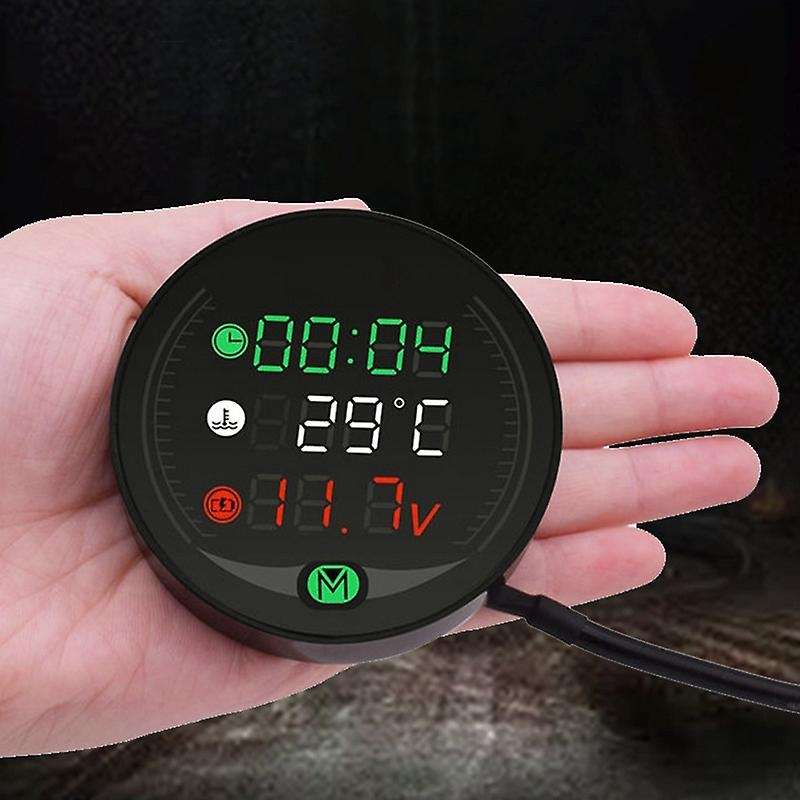 5 In 1 Motorcycle Water Temperature Meter Usb Rechargable Time Voltmeter Led Night Vision Meter with