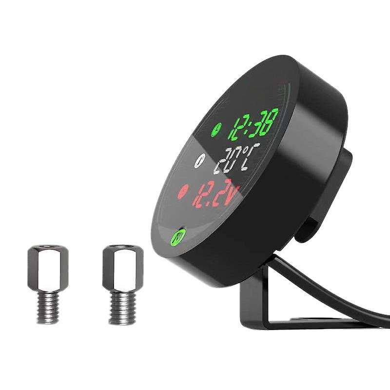 5 In 1 Motorcycle Water Temperature Meter Usb Rechargable Time Voltmeter Led Night Vision Meter with
