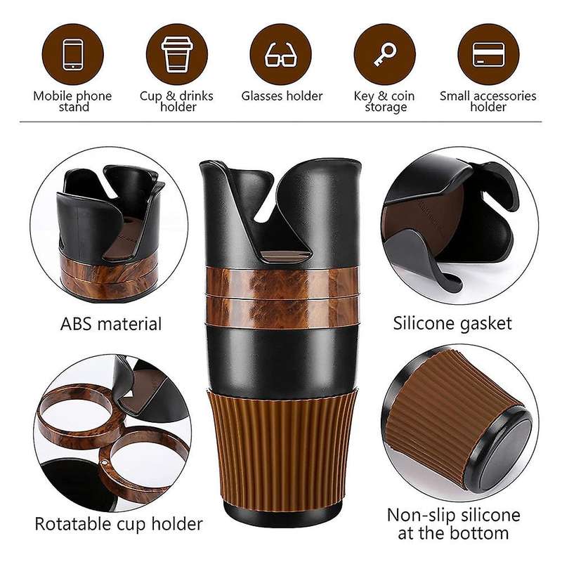 5 in 1 Multifunctional Expander Organizer Water Cup Holder 360degree Rotating Automotive Cup Holders