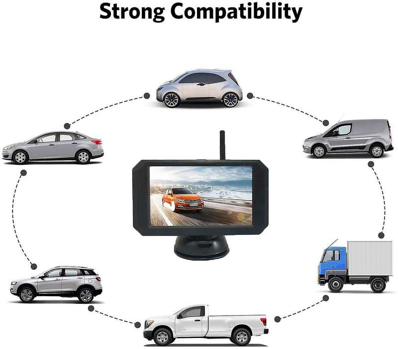 5 Inch Car Wireless Monitor Display LCD Screen with Waterproof Night Vision Rear View Reverse Backup