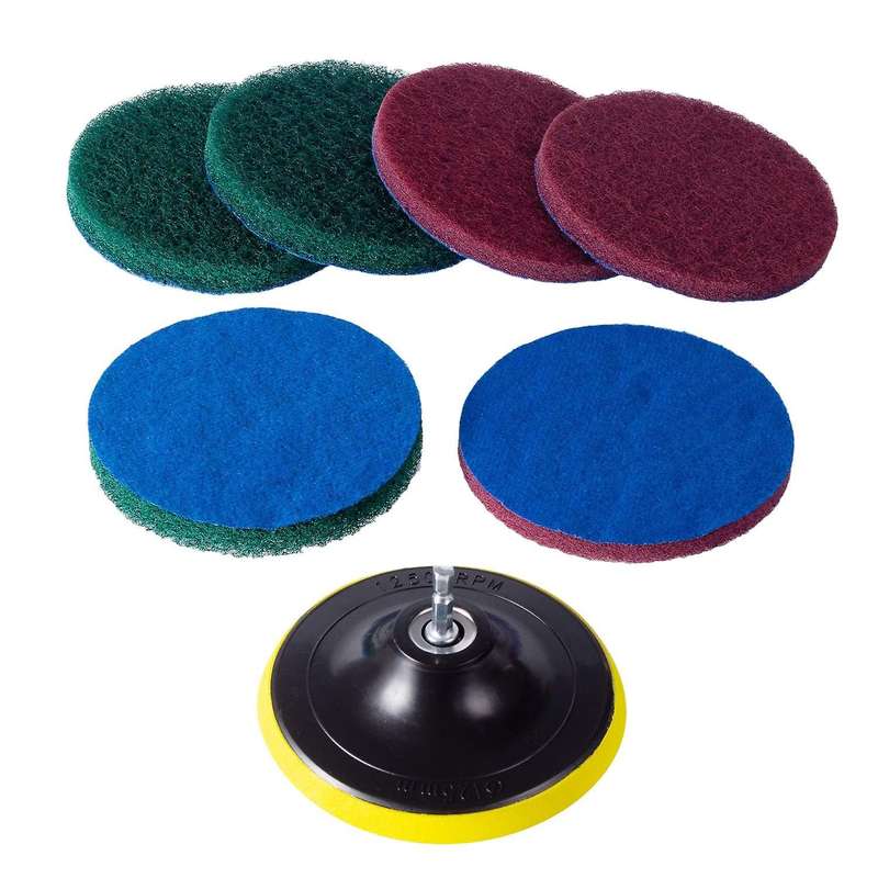 5 Inch Drill Power Brush Tile Scrubber Scouring Pads Cleaning Kit, Heavy Duty Household Cleaning To