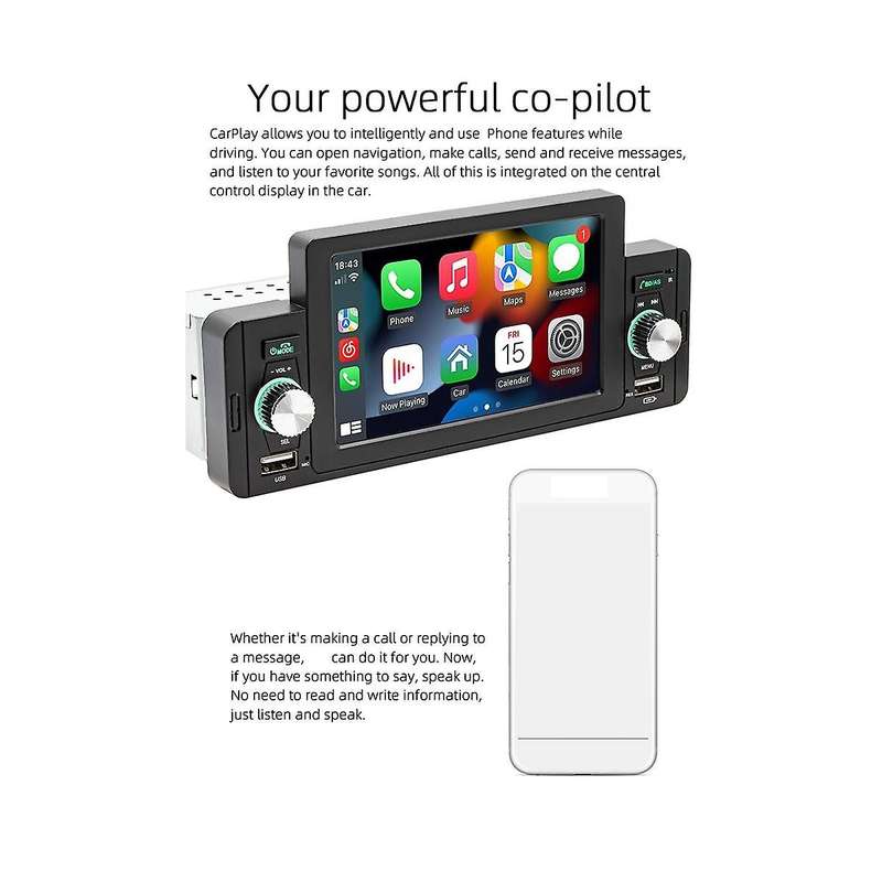 5 Inch Car Radio 1 Din Carplay Android Auto Multimedia Player Bluetooth Fm Receiver For
